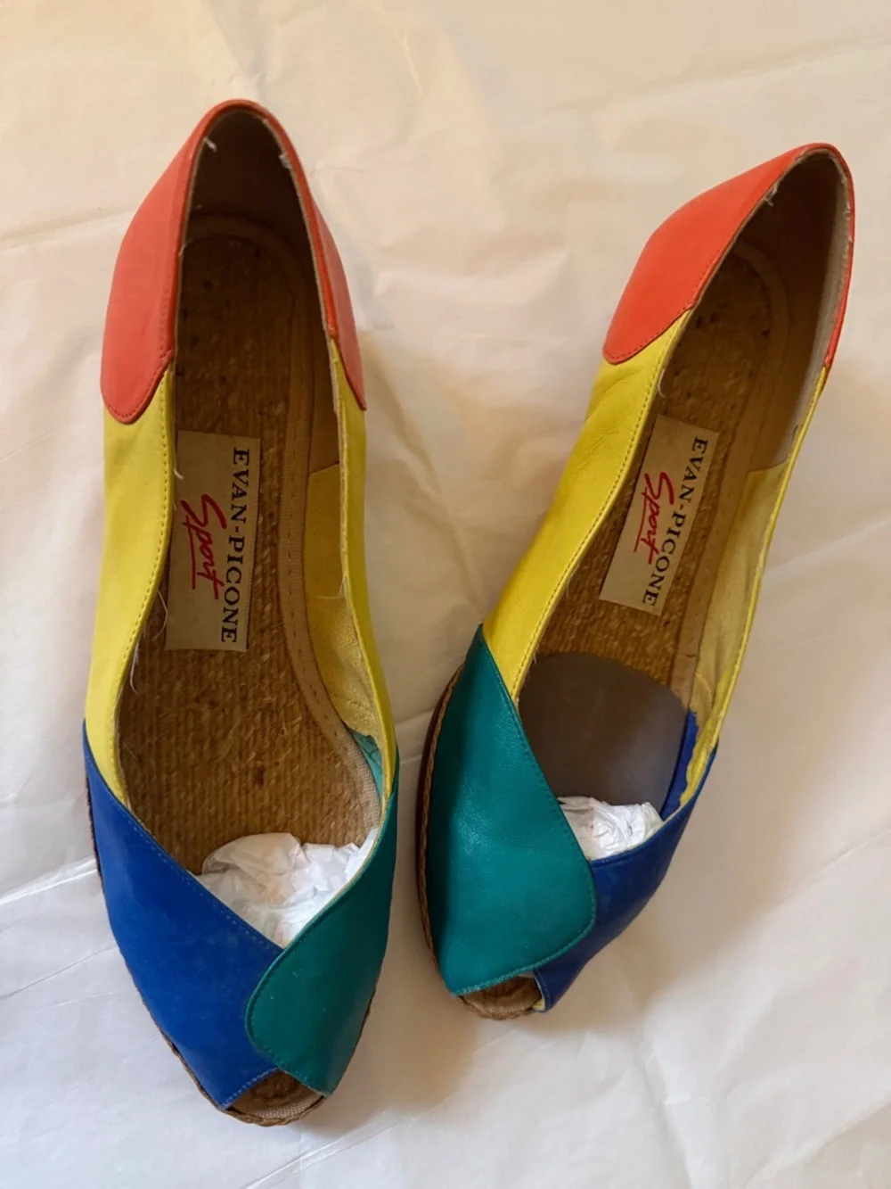 Vintage Evan Picone Multicolor Peep-Toe Espadrilles - Picture 1 of 4
